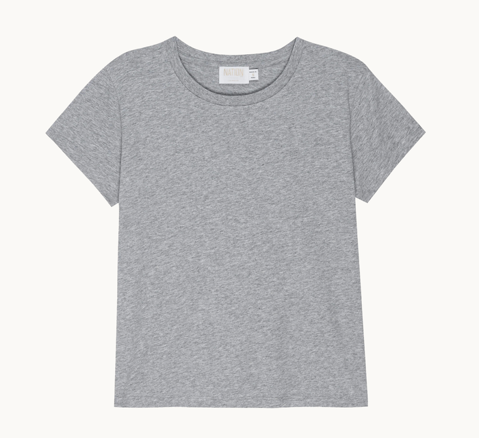 NATION LTD Top Goldie Boxy Crew Top, Heather Grey Soho-Boutique