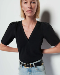 NATION LTD Top Jolene V-Neck Top, Jet Black Soho-Boutique