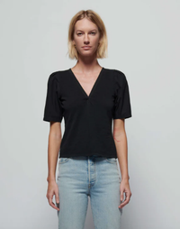 NATION LTD Top Jolene V-Neck Top, Jet Black Soho-Boutique