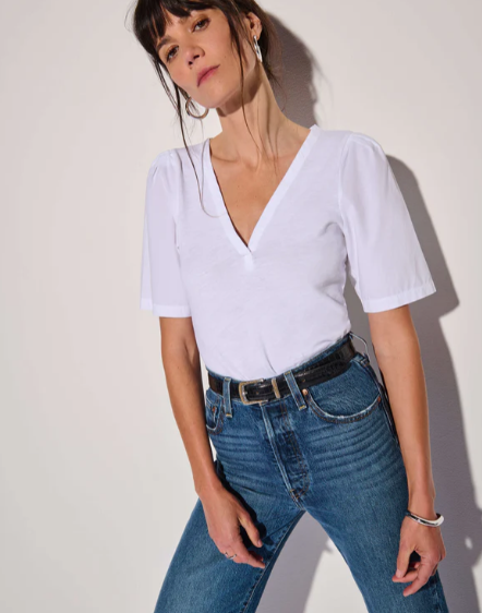 NATION LTD Top Jolene V-Neck Top, Optic White Soho-Boutique