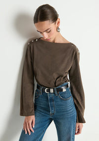 NATION LTD Top Rochelle Boatneck Tee, Espresso Soho-Boutique