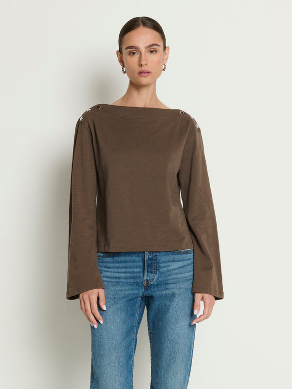 NATION LTD Top Rochelle Boatneck Tee, Espresso Soho-Boutique