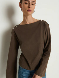 NATION LTD Top Rochelle Boatneck Tee, Espresso Soho-Boutique