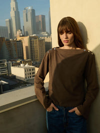 NATION LTD Top Rochelle Boatneck Tee, Espresso Soho-Boutique