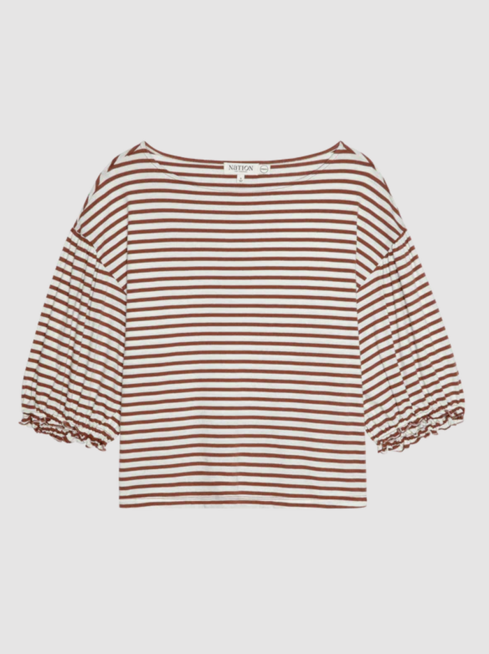 NATION LTD top Sandra Boatneck Top, Sable Stripe Soho-Boutique