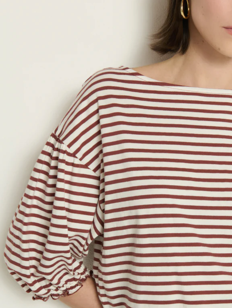 NATION LTD top Sandra Boatneck Top, Sable Stripe Soho-Boutique