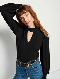 NATION LTD Top Shelby Cut Out Tee, Black Soho-Boutique