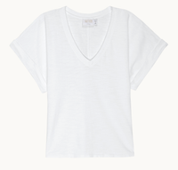 NATION LTD Top Stevie Cuffed V-Neck Top, Optic White Soho-Boutique