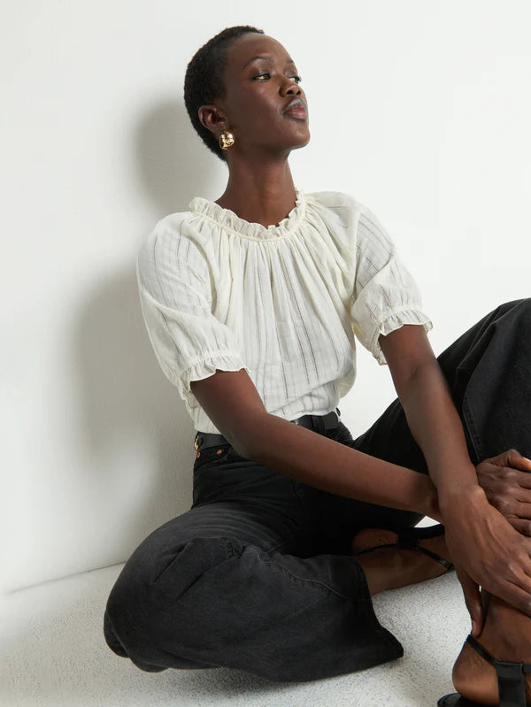 NATION LTD Top Whitney Ruffle Top, Porcelain Soho-Boutique