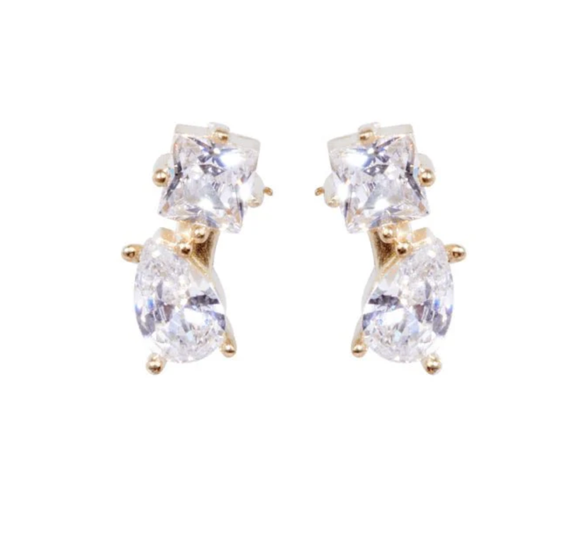 Nickho Rey Earrings Mark Robbins Stud, Gold/White Soho-Boutique