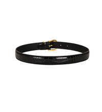 NILI LOTAN Belt Louise Croc Belt, Black Brass Soho-Boutique