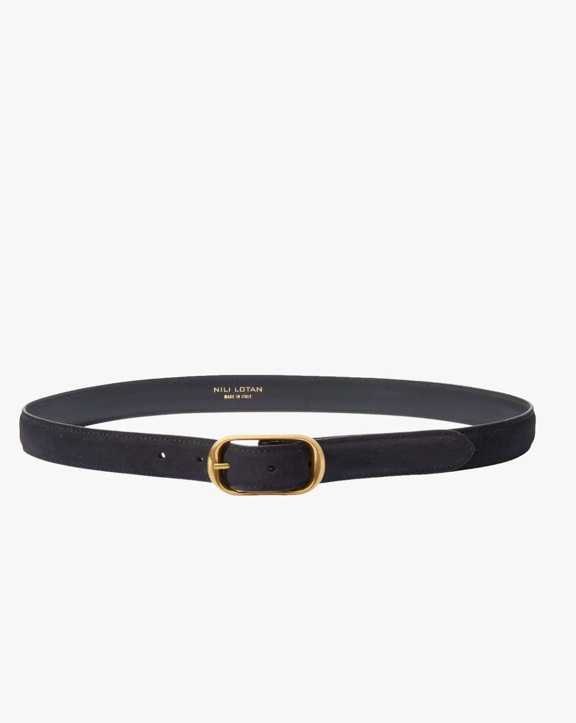 NILI LOTAN Belt Reine Suede Belt, Black Antique Brass Soho-Boutique
