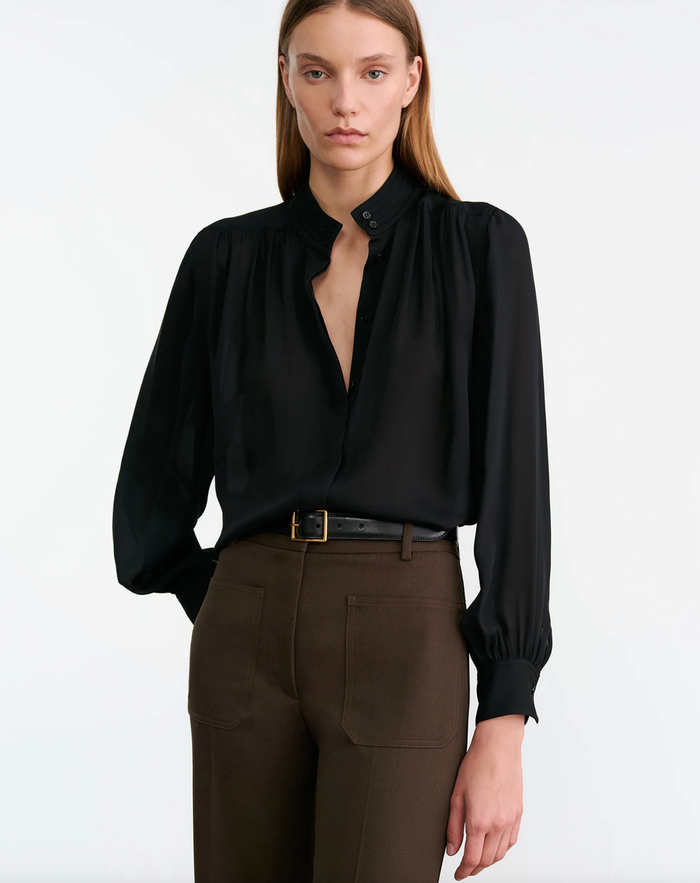 NILI LOTAN Blouse Revi Silk Blouse, Black Soho-Boutique