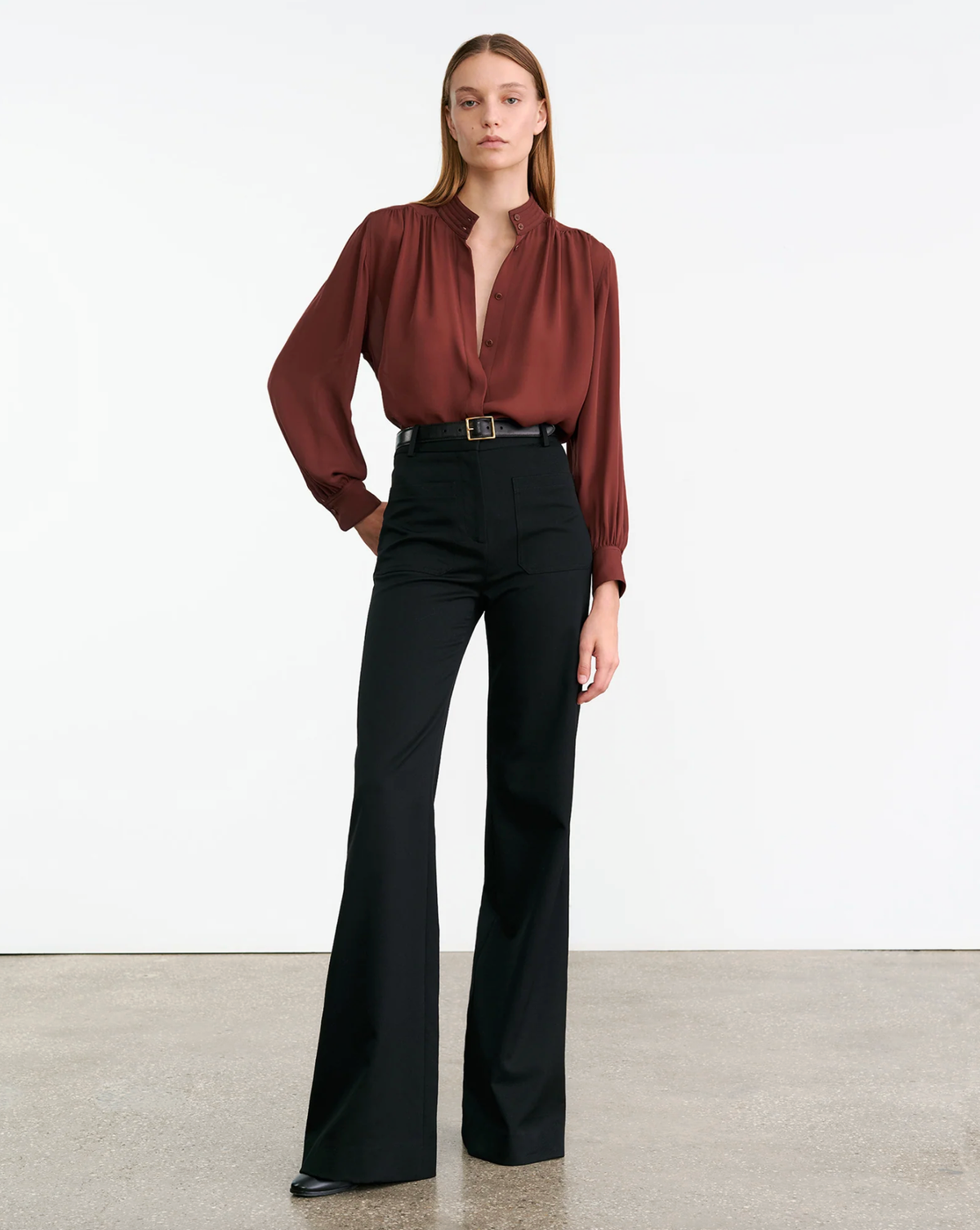 NILI LOTAN Blouse Revi Silk Blouse, Burgundy Soho-Boutique