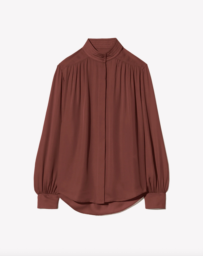 NILI LOTAN Blouse Revi Silk Blouse, Burgundy Soho-Boutique