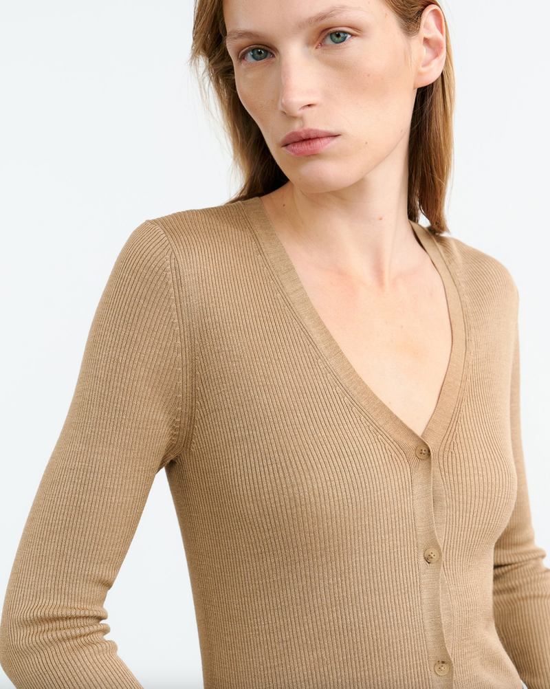NILI LOTAN Cardigan Nari Silk Cardigan, Camel Soho-Boutique