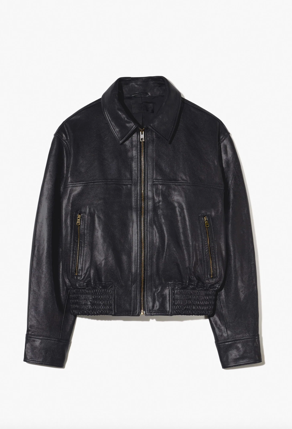 NILI LOTAN Coats & Jacket Aimee Leather Bomber Jacket, Black Soho-Boutique