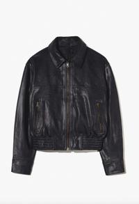 NILI LOTAN Coats & Jacket Aimee Leather Bomber Jacket, Black Soho-Boutique