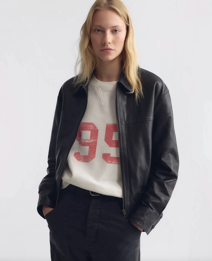 NILI LOTAN Coats & Jacket Aimee Leather Bomber Jacket, Black Soho-Boutique