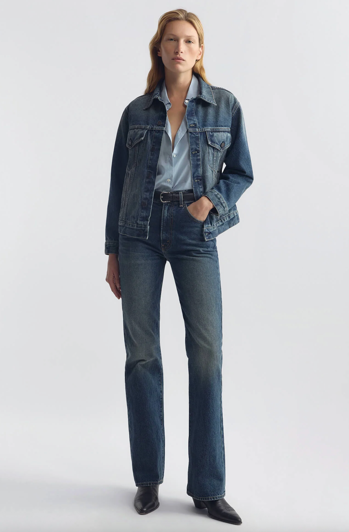 NILI LOTAN Coats & Jacket Marian Denim Jacket, Simon Wash Soho-Boutique