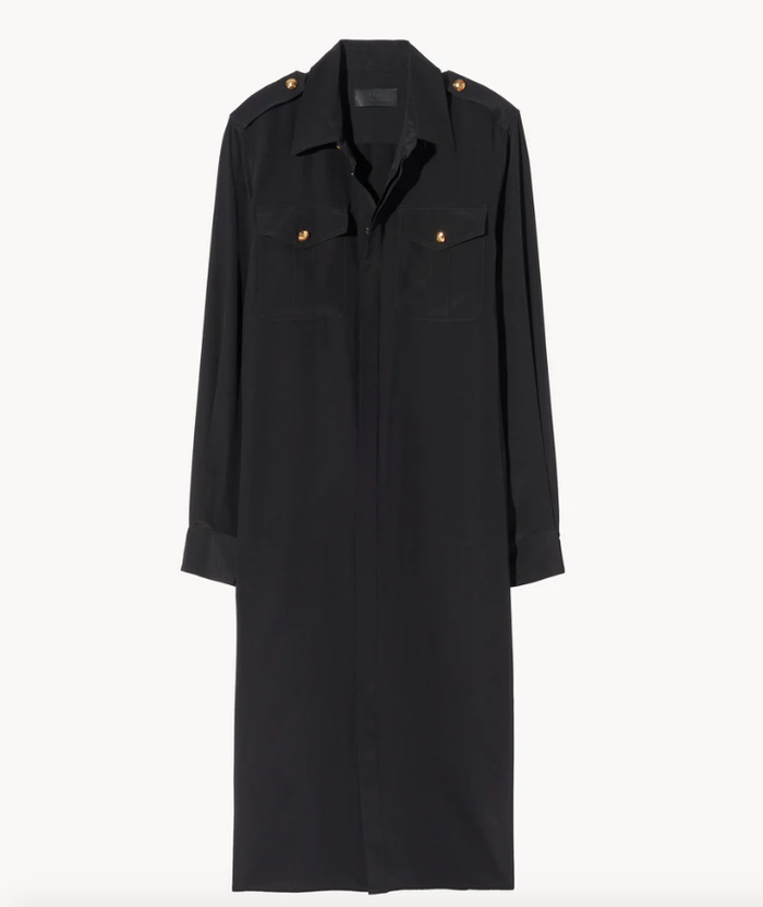 NILI LOTAN Dress Adelaide Silk Shirt Dress, Black Soho-Boutique