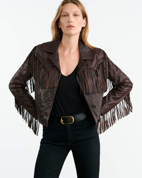 NILI LOTAN Jacket Eloi Leather Jacket, Dark Brown Soho-Boutique