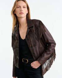 NILI LOTAN Jacket Eloi Leather Jacket, Dark Brown Soho-Boutique