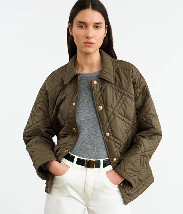 NILI LOTAN Jacket Helah Quilted Parka, Army Green Soho-Boutique