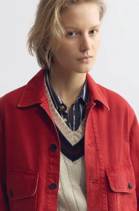 NILI LOTAN Jacket Leroy Cotton Jacket, Scarlet Soho-Boutique