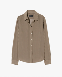 NILI LOTAN Shirt Gaia Silk Shirt, Chocolate Stripes Soho-Boutique