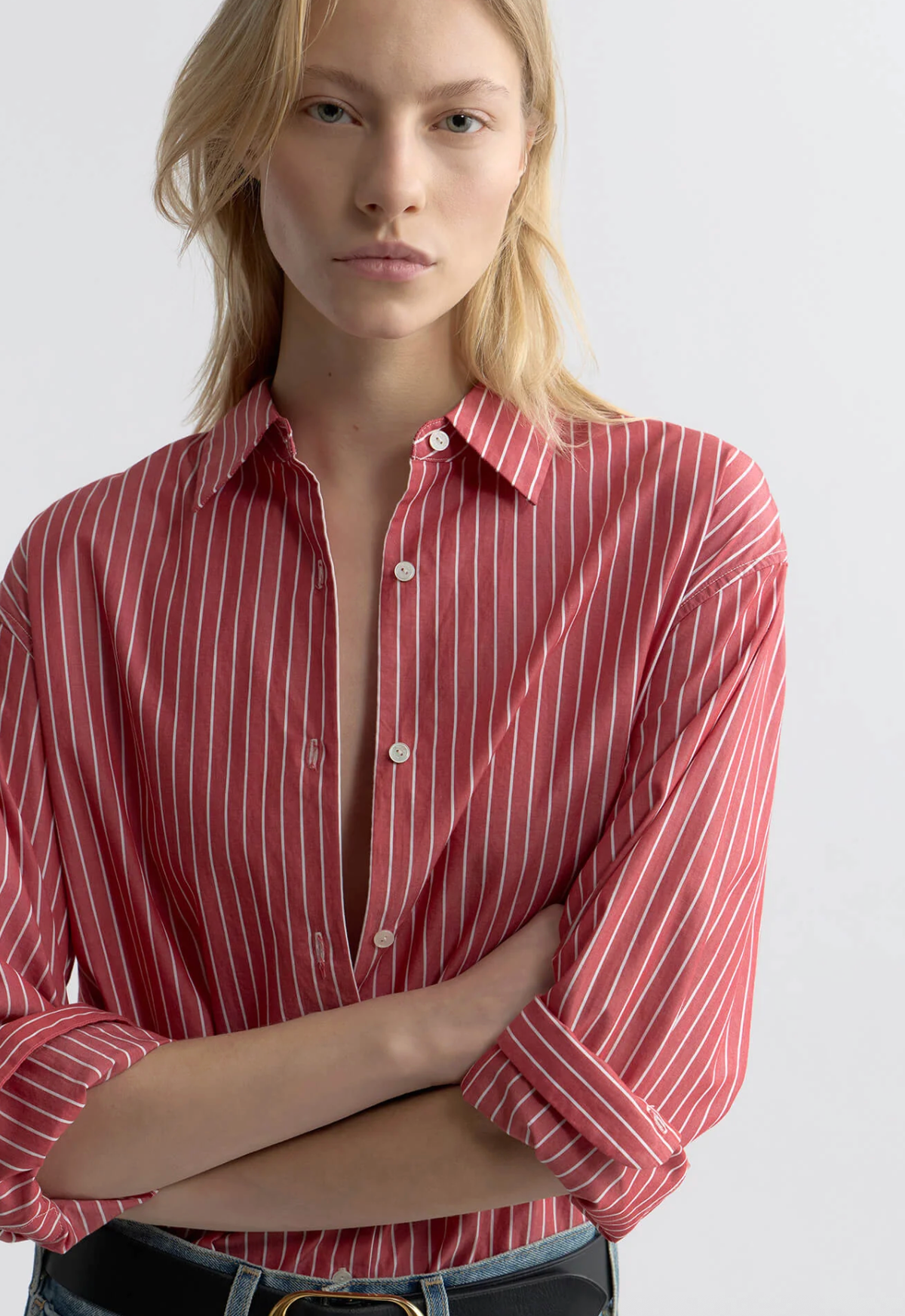 NILI LOTAN Shirt Yorke Shirt, Red White Stripe Soho-Boutique