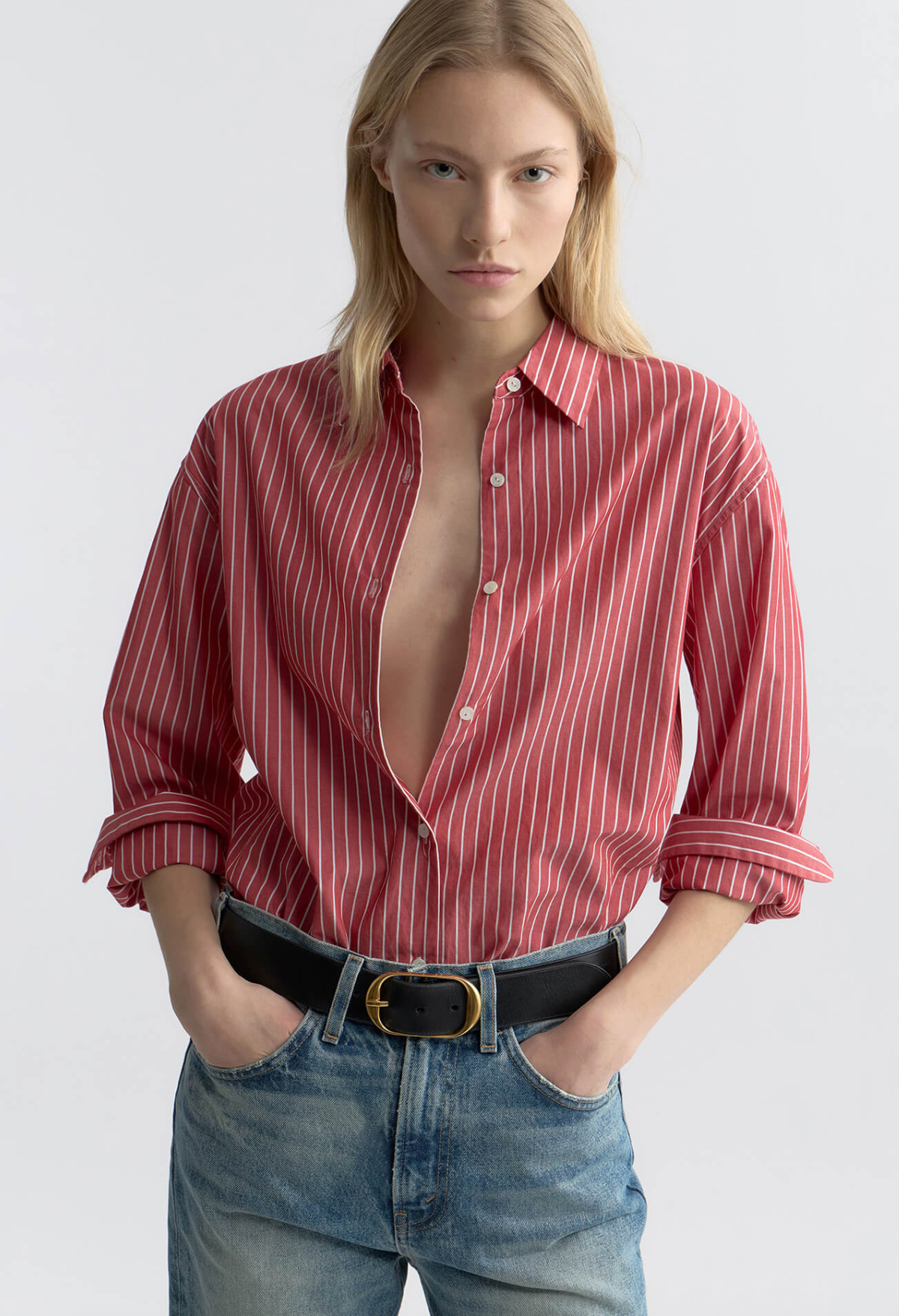 NILI LOTAN Shirt Yorke Shirt, Red White Stripe Soho-Boutique