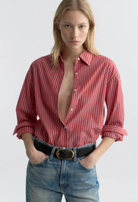 NILI LOTAN Shirt Yorke Shirt, Red White Stripe Soho-Boutique