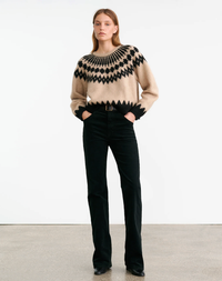 NILI LOTAN Sweater Alena Sweater, Light Camel Fair Isle Soho-Boutique
