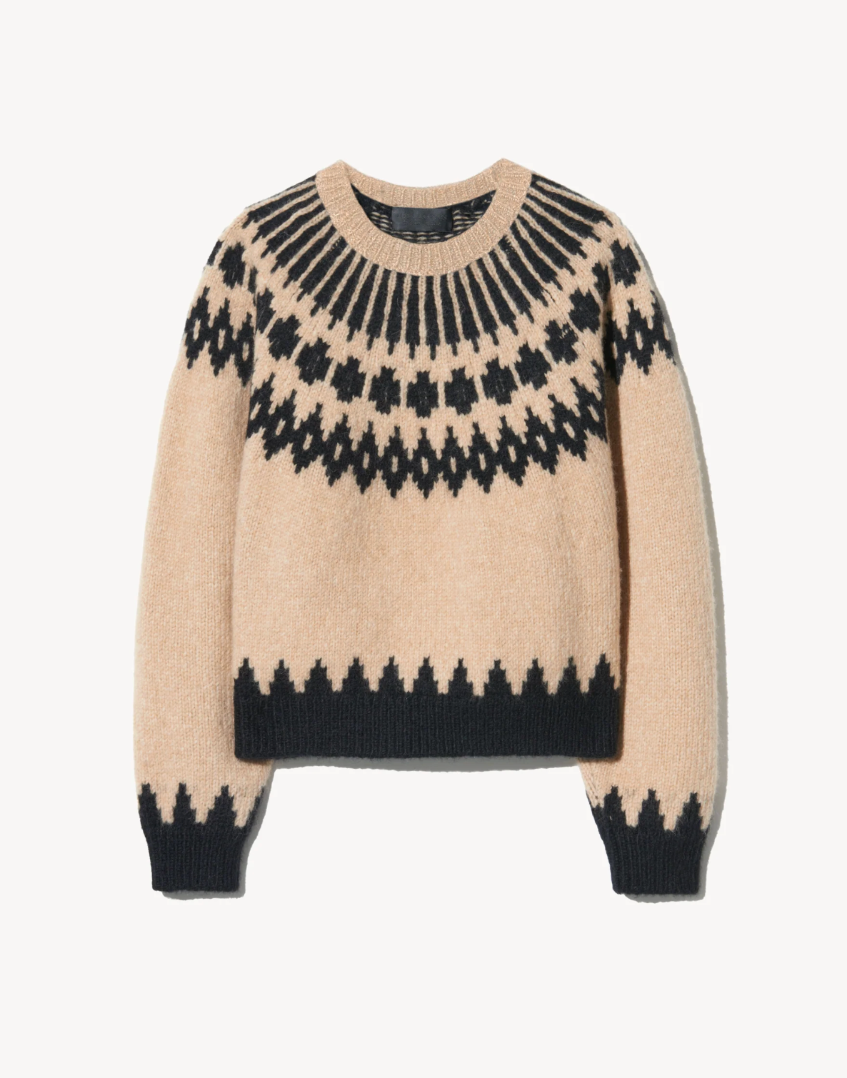 NILI LOTAN Sweater Alena Sweater, Light Camel Fair Isle Soho-Boutique