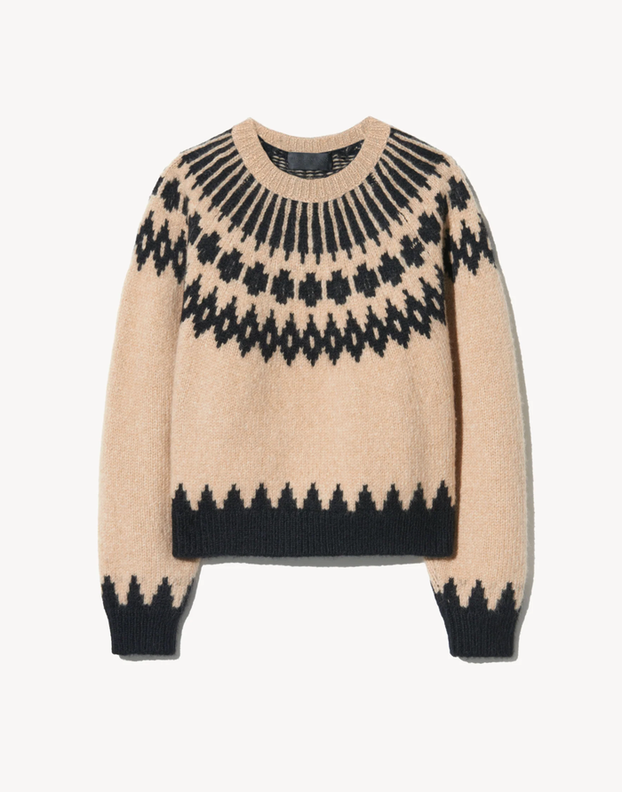 NILI LOTAN Sweater Alena Sweater, Light Camel Fair Isle Soho-Boutique