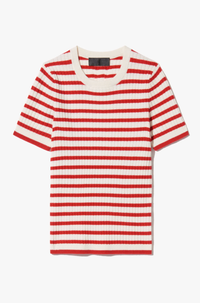NILI LOTAN Sweater Alita Stripe Cashmere Sweater, Ivory Red Stripe Soho-Boutique