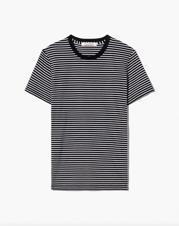 NILI LOTAN T-Shirt Lana Crewneck, Black Ivory Stripe Soho-Boutique