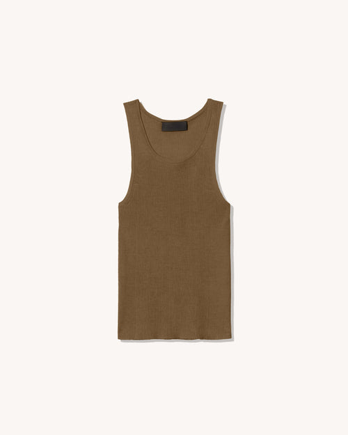 NILI LOTAN Tank Lottie Silk Knit Tank, Military Green Soho-Boutique