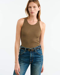 NILI LOTAN Tank Lottie Silk Knit Tank, Military Green Soho-Boutique