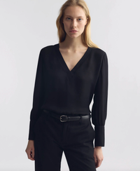 NILI LOTAN Top Mariposa Blouse, Black Soho-Boutique