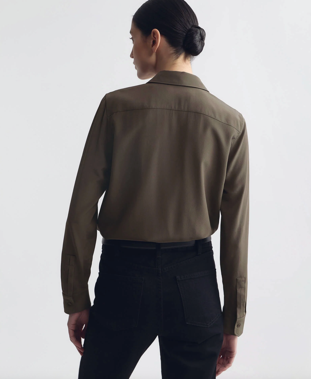 NILI LOTAN Top Simone Silk Shirt, Chocolate Brown Soho-Boutique