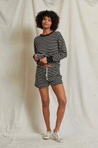 perfectwhitetee Bennie Short, True Black/Natural Stripe Soho-Boutique