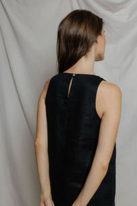 perfectwhitetee Dress Aileen Linen Sleeveless Mini Dress, True Black Soho-Boutique