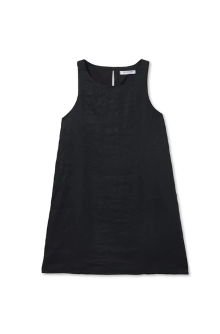 perfectwhitetee Dress Aileen Linen Sleeveless Mini Dress, True Black Soho-Boutique