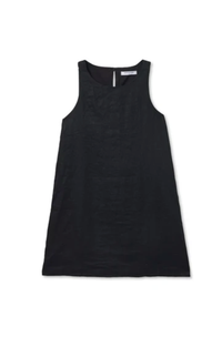 perfectwhitetee Dress Aileen Linen Sleeveless Mini Dress, True Black Soho-Boutique
