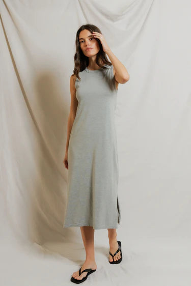perfectwhitetee Dress Lanell Supima Tank Dress, Heather Grey Soho-Boutique