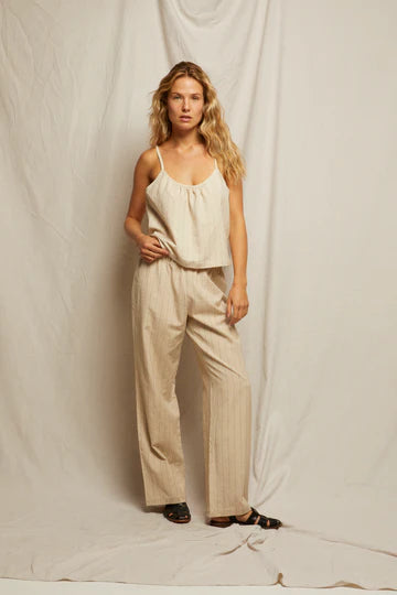 perfectwhitetee Pant Georgette Pant, Putty Stripe Soho-Boutique