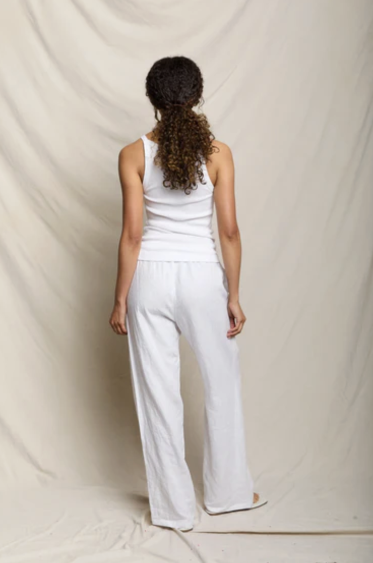 perfectwhitetee Pant Lorana Drawstring Pant, White Soho-Boutique