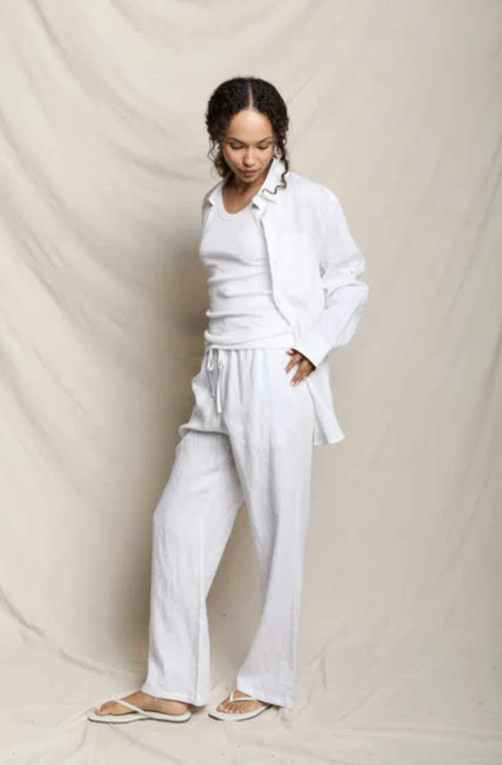 perfectwhitetee Pant Lorana Drawstring Pant, White Soho-Boutique